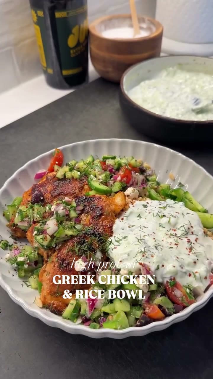 Greek Chicken and Rice Bowl