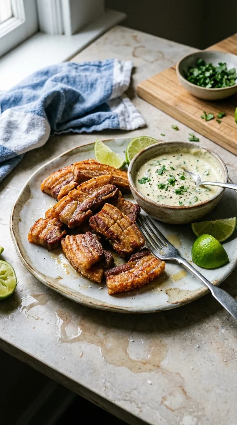 Crispy Chicharrones with Cilantro Lime Aioli