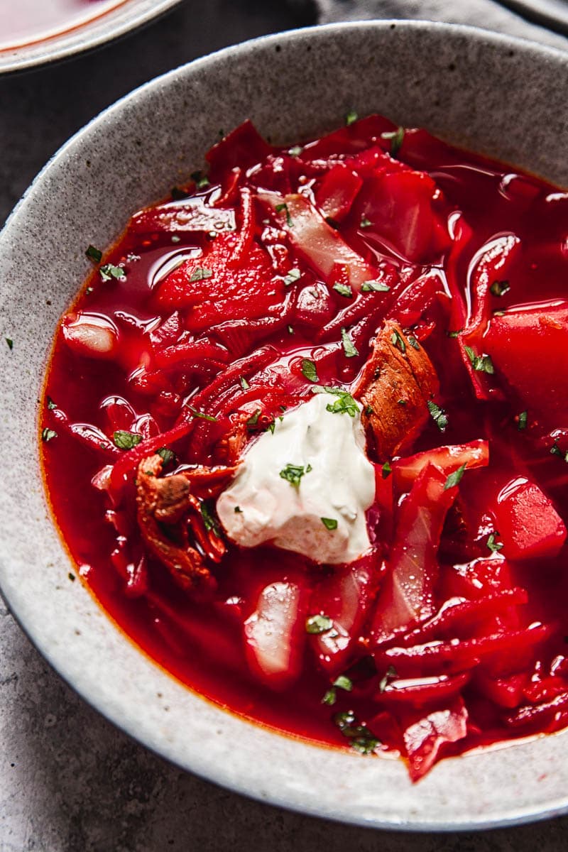 Ukrainian Borscht With Beef And Sour Cream