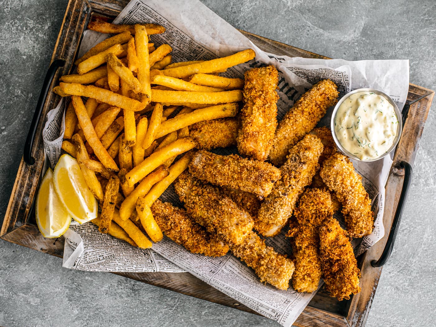 Crispy Fish Sticks + Lemon Tartar Sauce