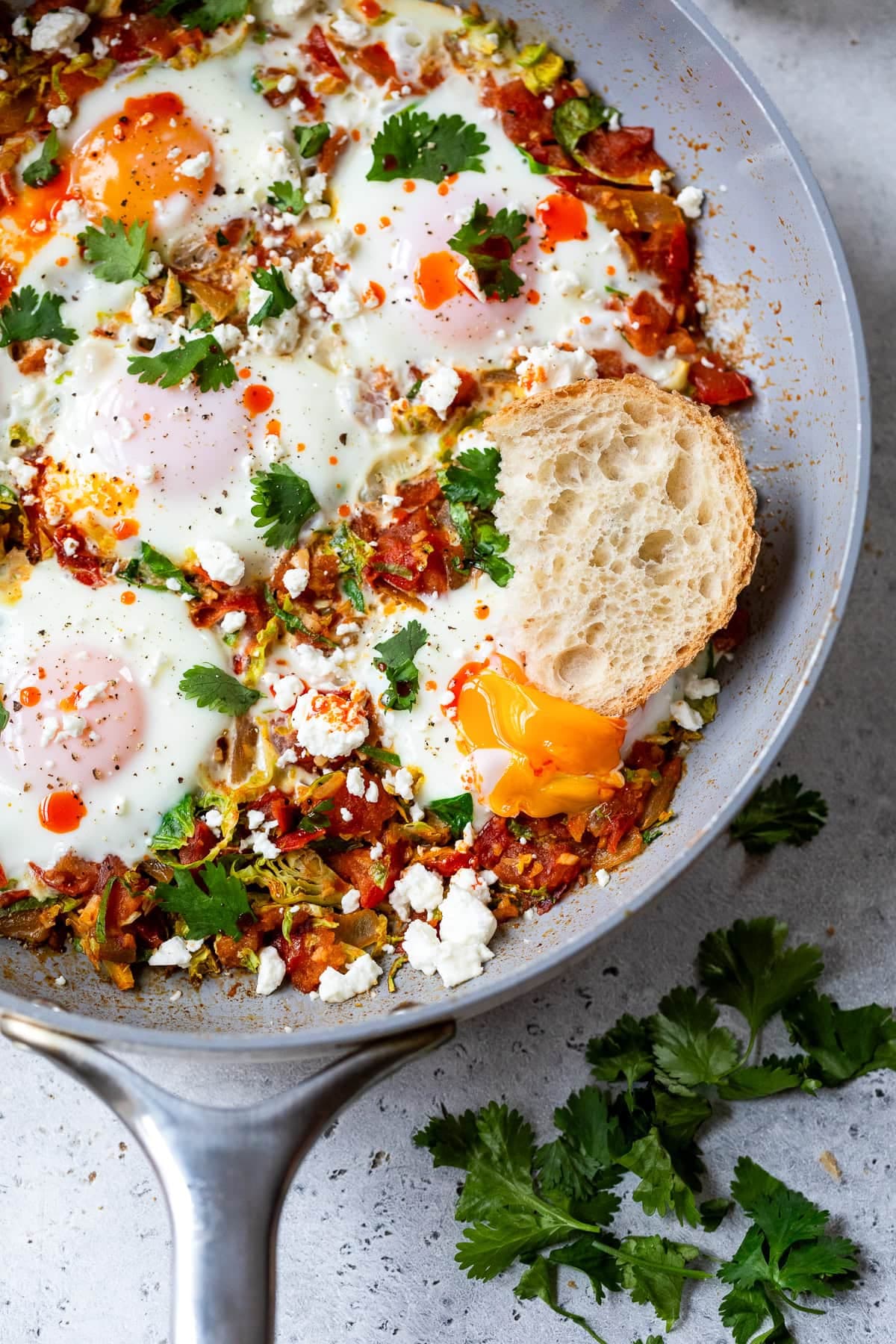 Shakshuka with Brussels and Feta Cheese