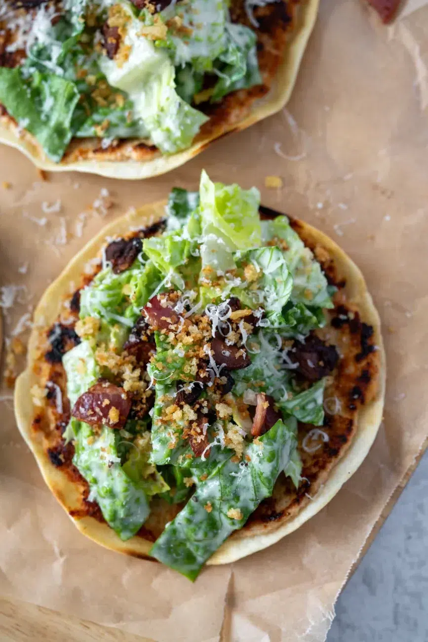 Chicken Caesar Smash Tacos