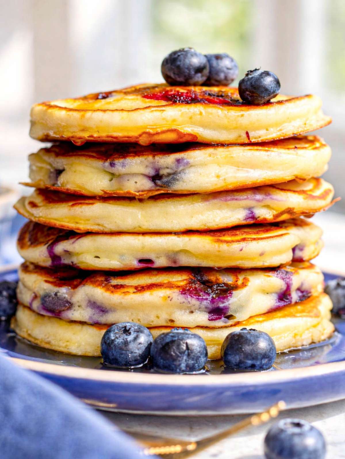 Greek Yogurt Blueberry Pancakes (Fluffy and Easy)