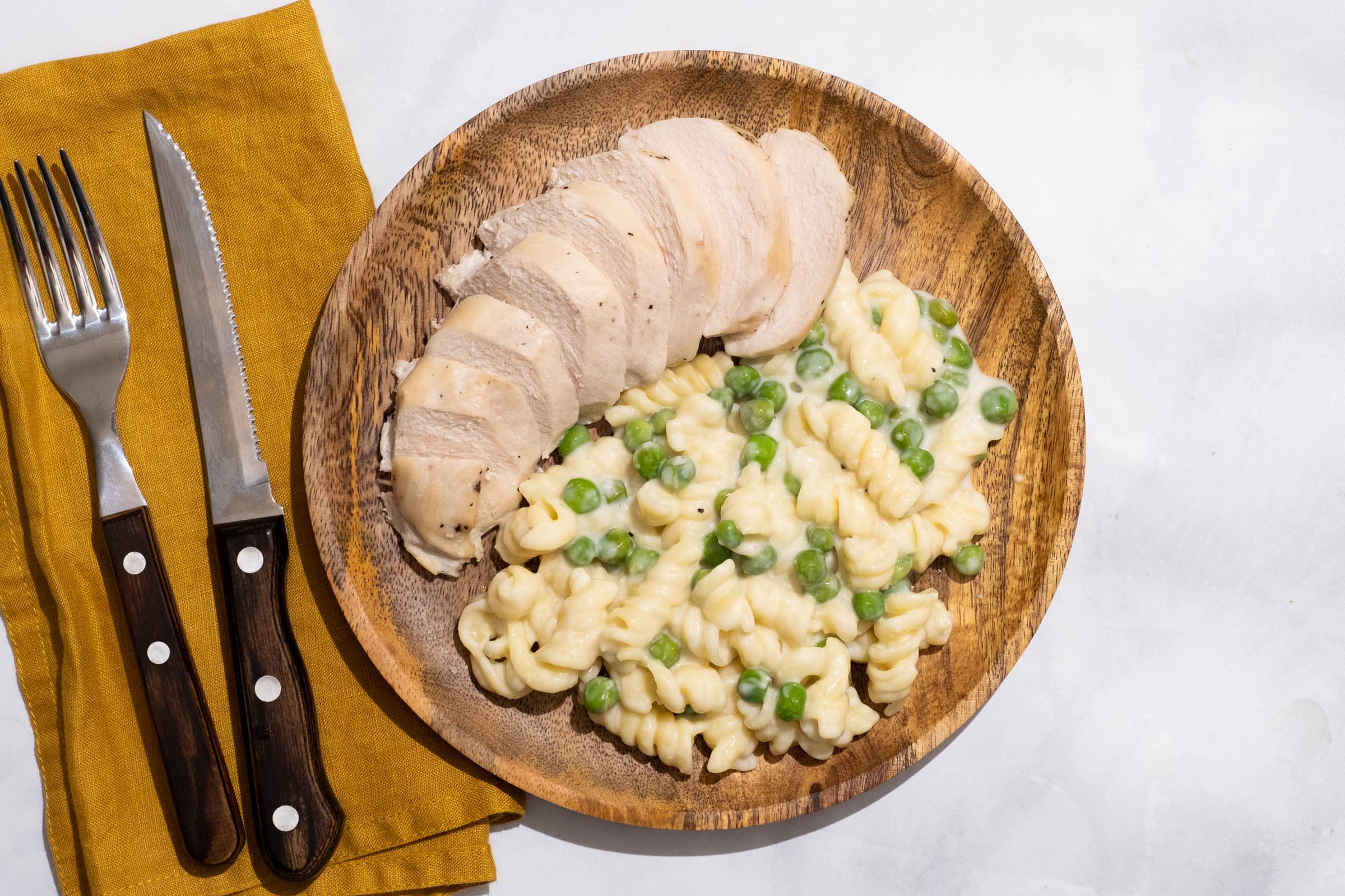 Alfredo Chicken Pasta Bake with Peas