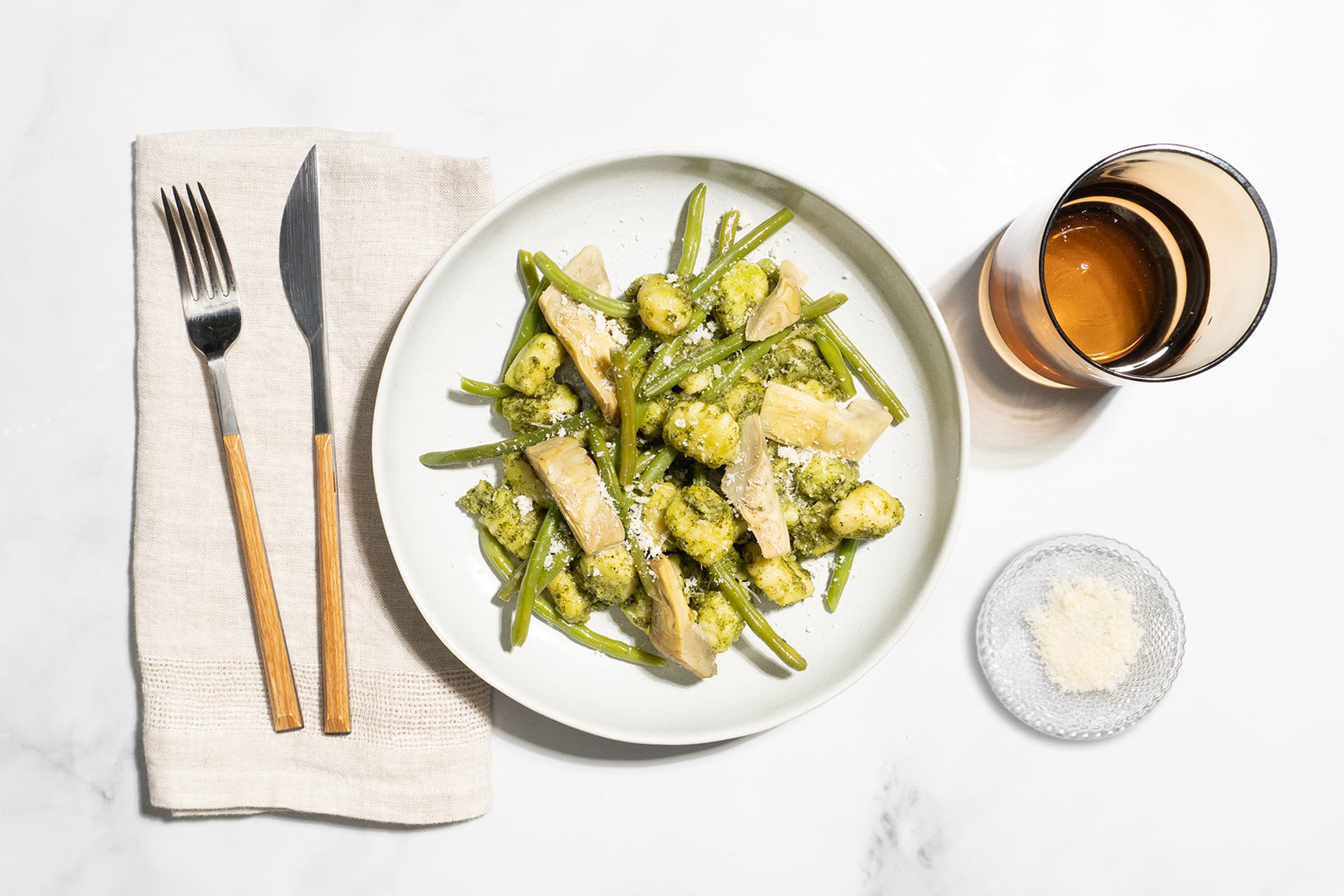 Artichoke Pesto Gnocchi with Green Beans