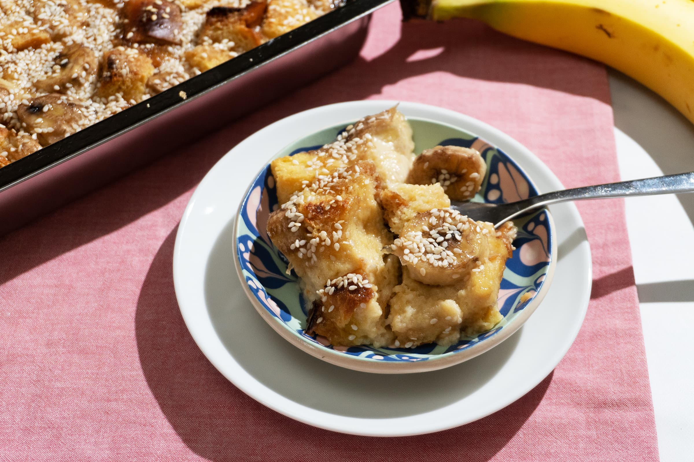 Banh Chuoi (Coconut Banana Bread Pudding)