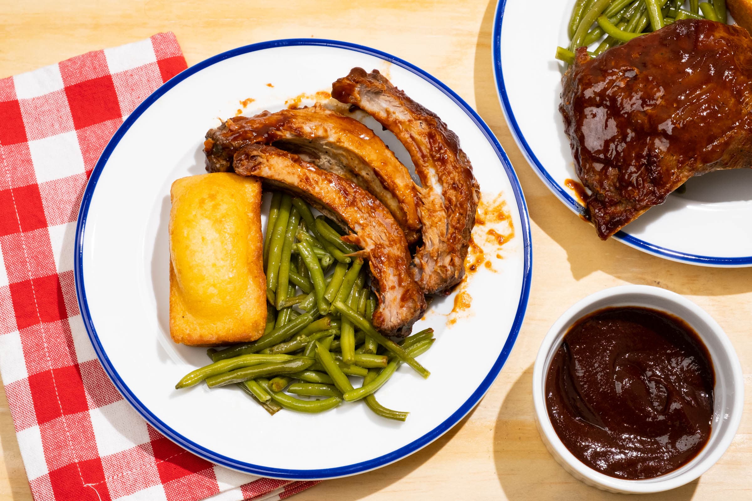 BBQ Baby Back Ribs with Cornbread & Green Beans