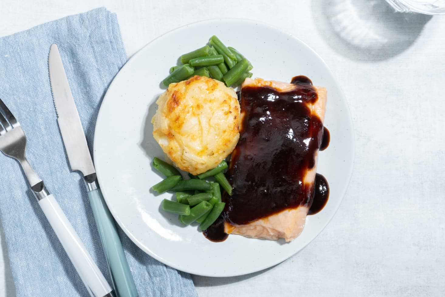 BBQ Salmon with Potato Au Gratin