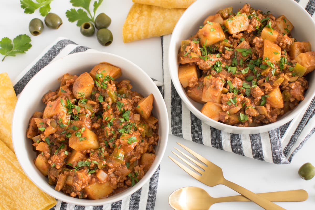 Beefy Picadillo with Spanish Olives and Potatoes