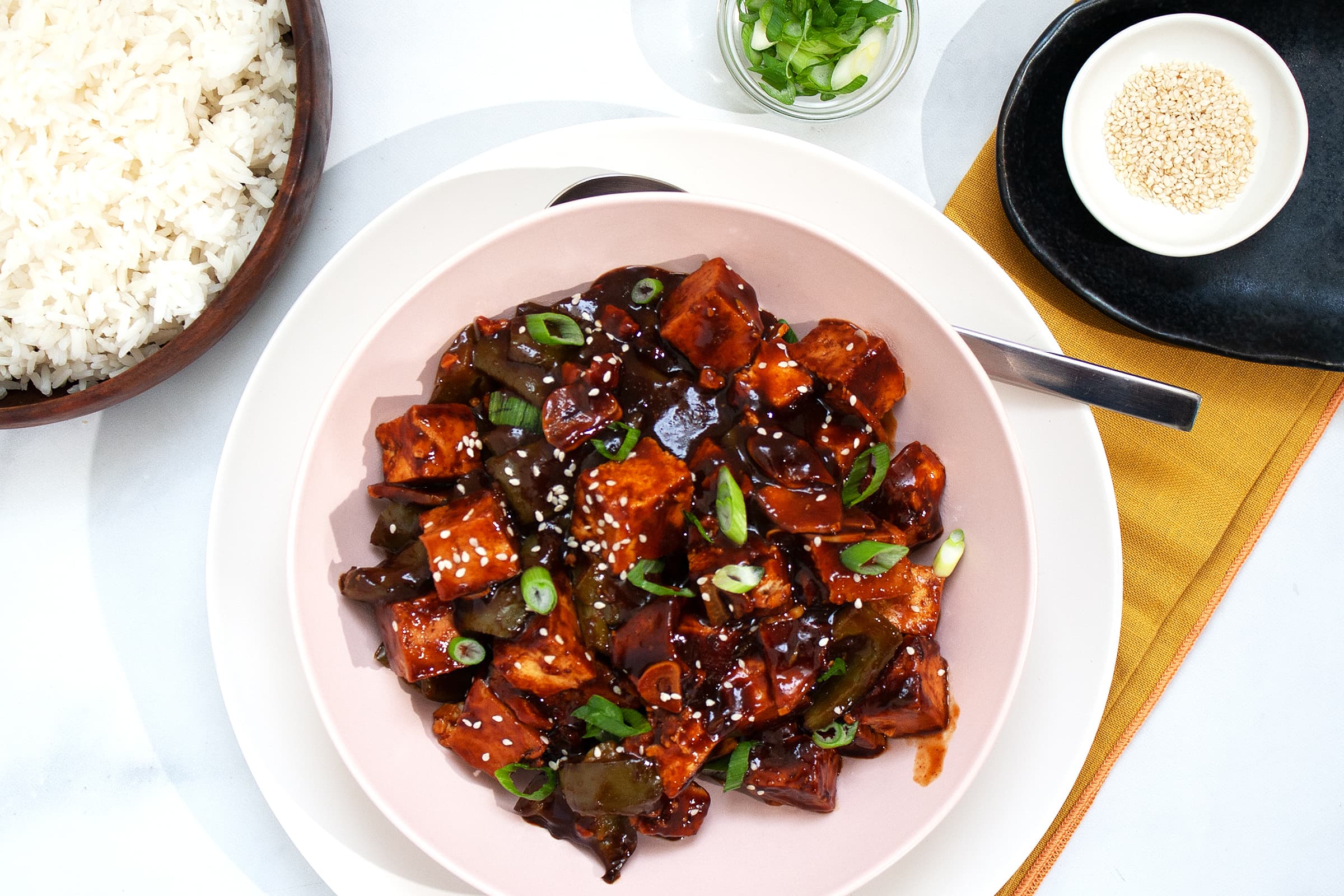 Braised Tofu with Green Bell Peppers