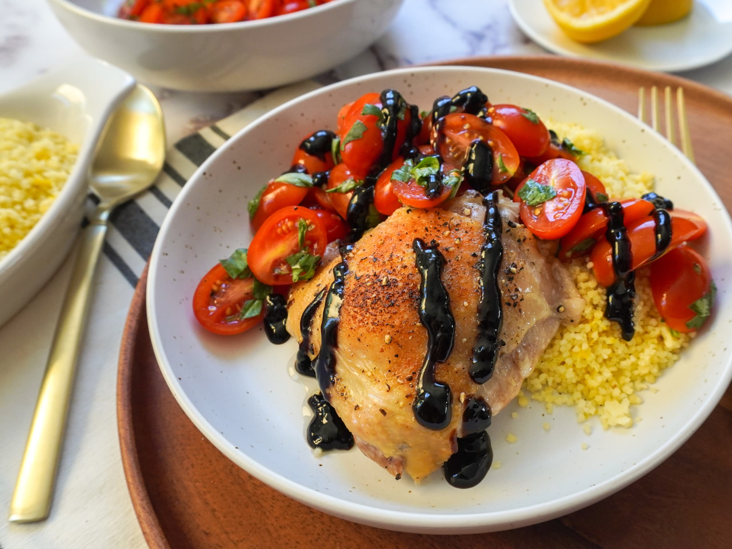 Bruschetta Chicken and Lemon Couscous