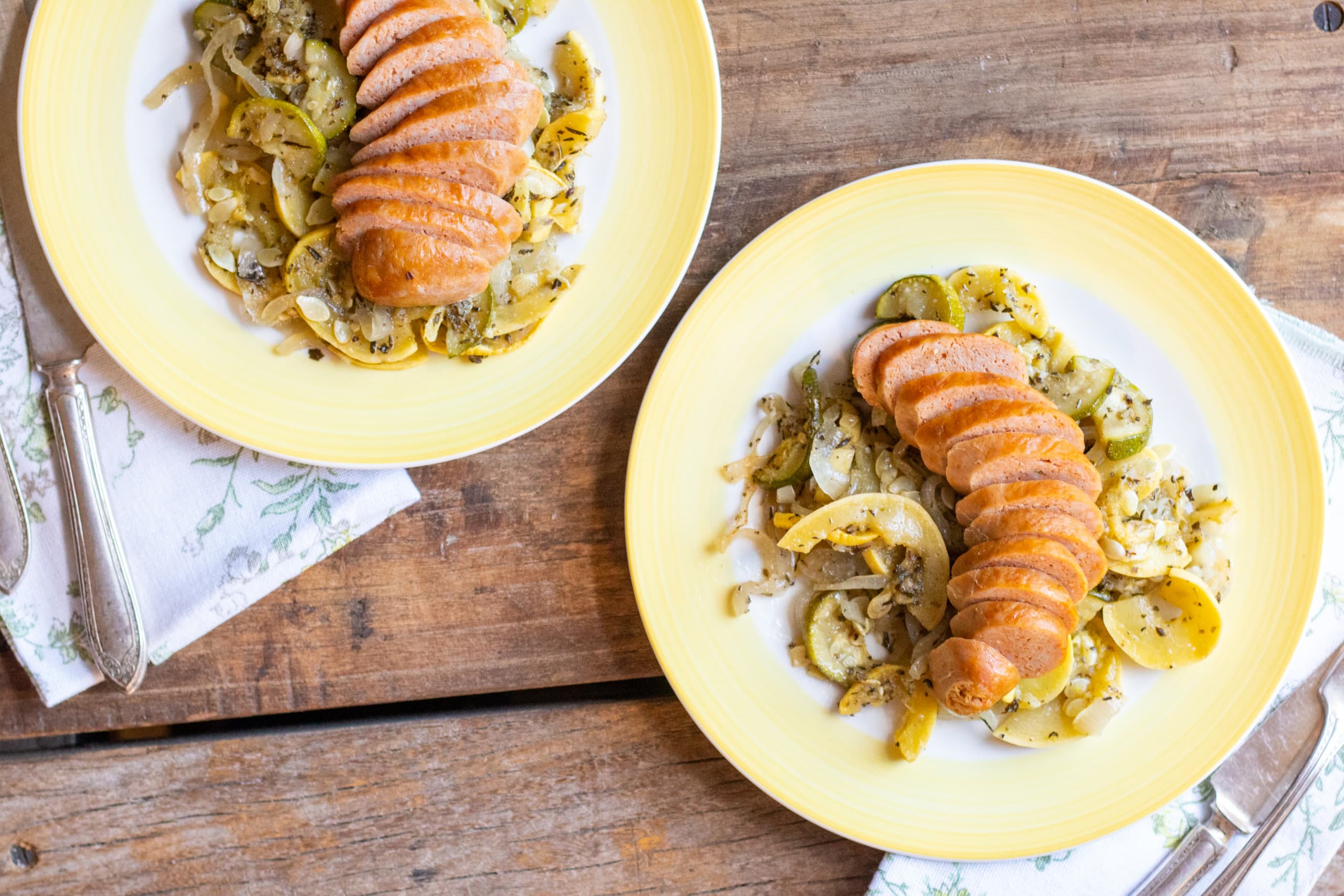 Chicken Sausage with Summer Squash