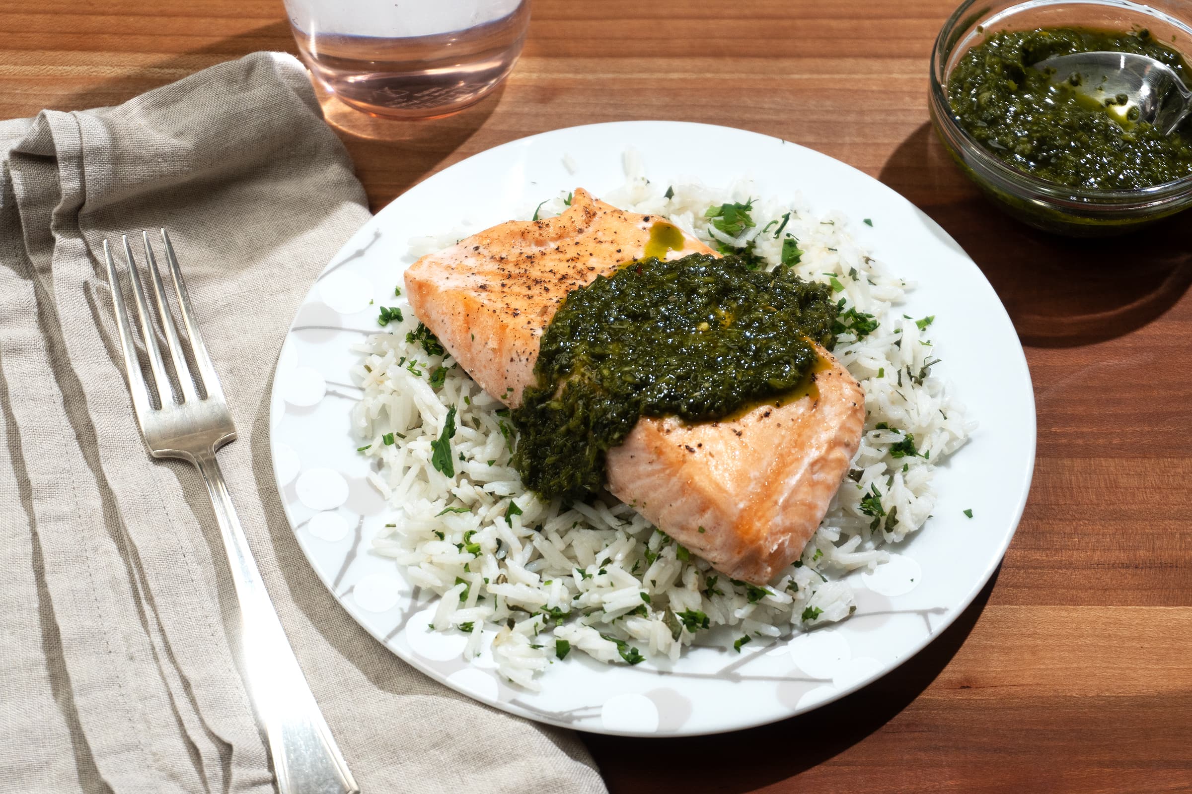 Chimichurri Salmon with Cilantro Rice