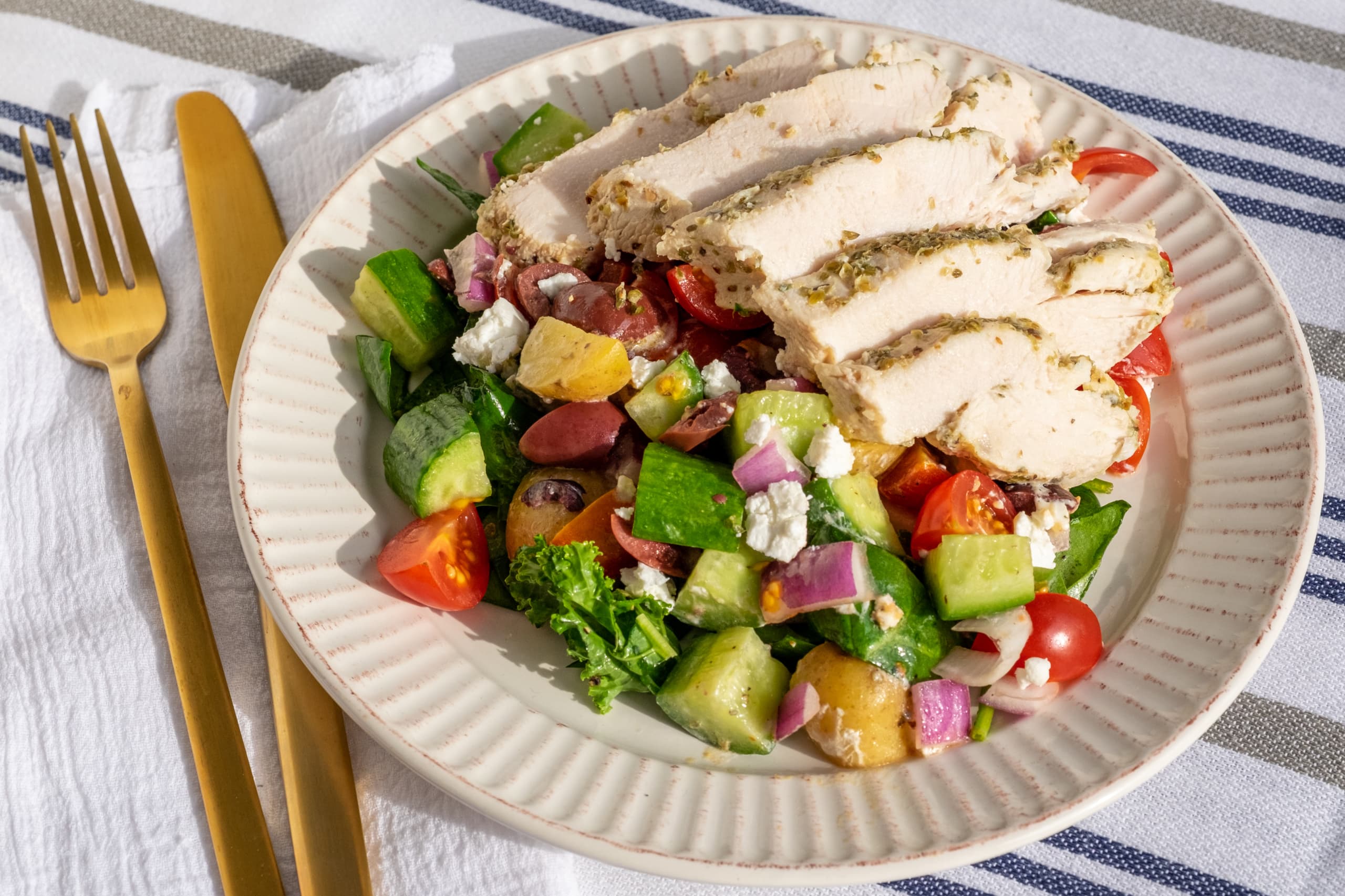 Chicken with Greek Potato Salad