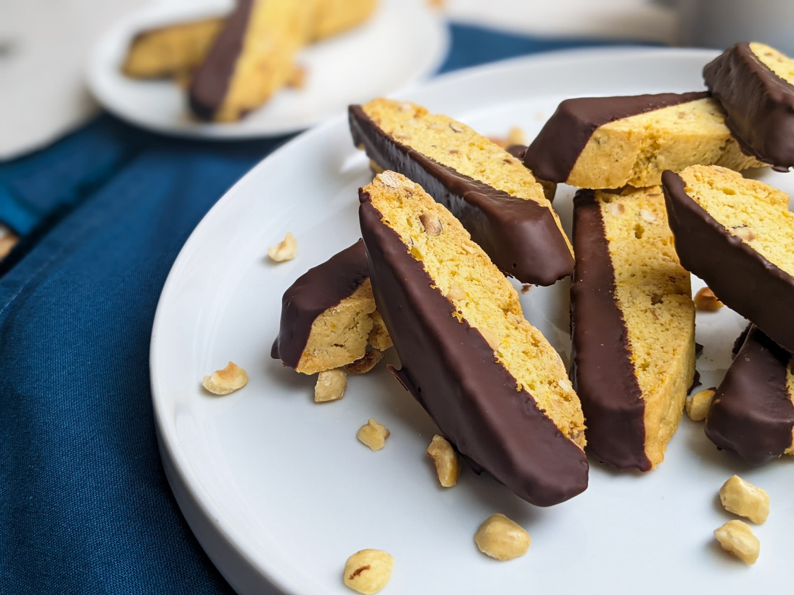 Chocolate Dipped Orange and Hazelnut Biscotti