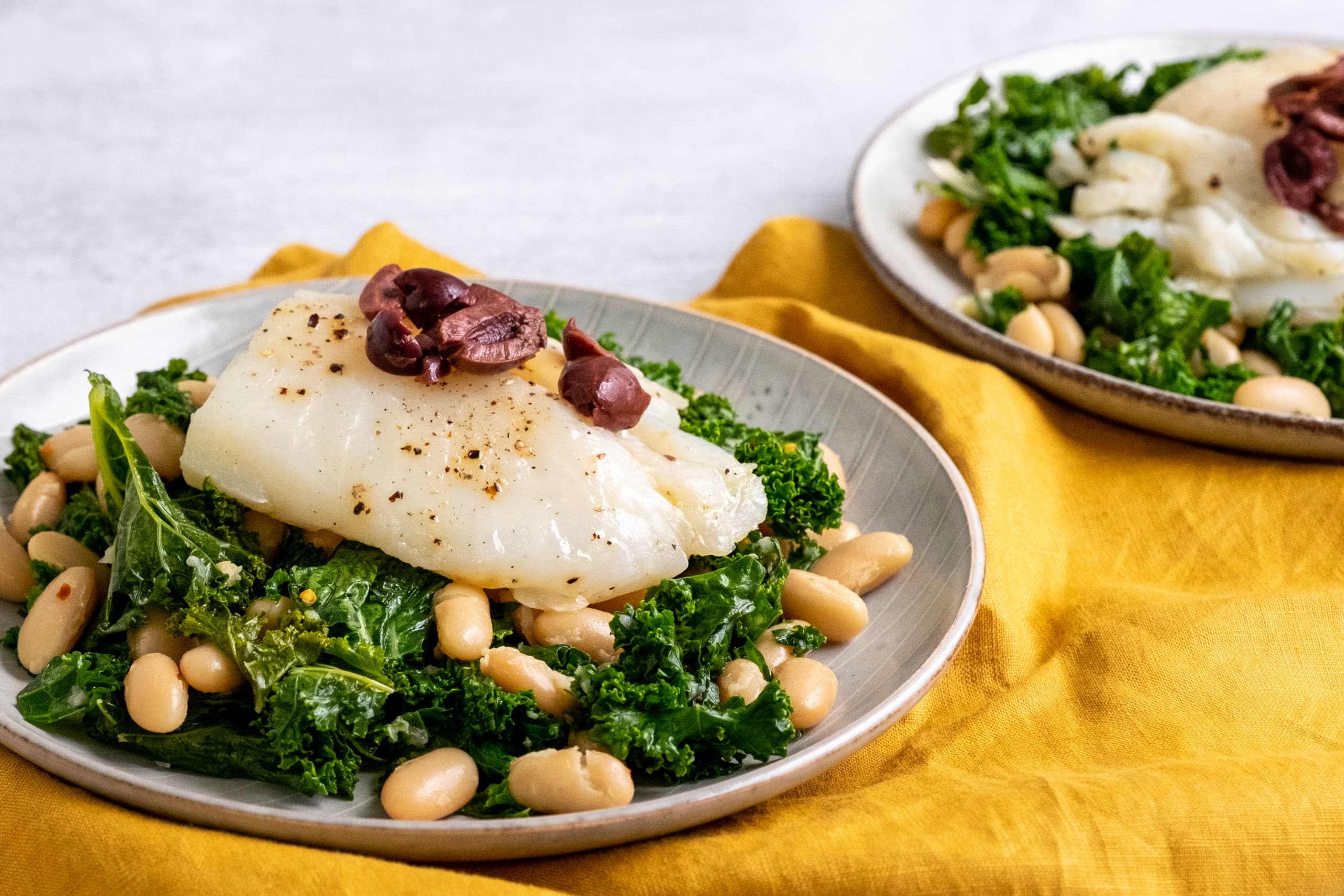 Cod with Kale and Beans