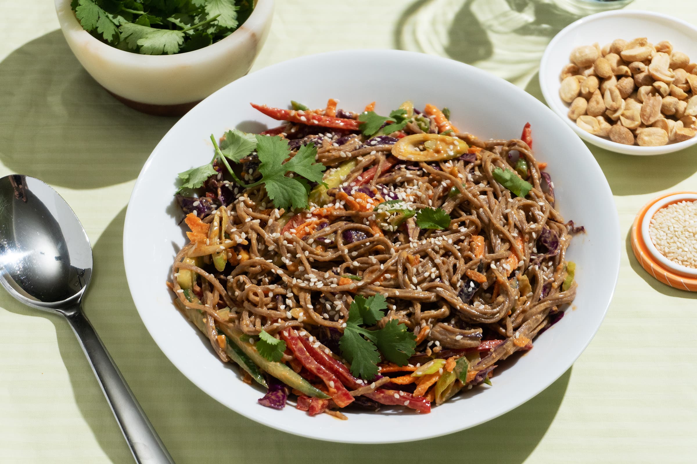 Cold Soba Salad with Spicy Peanut Dressing