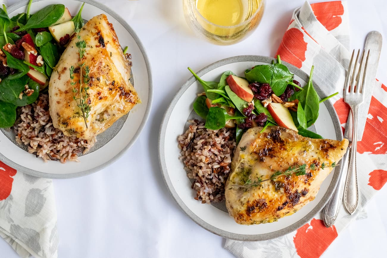 Chicken Breast with Wild Rice, Cranberry and Apple Salad
