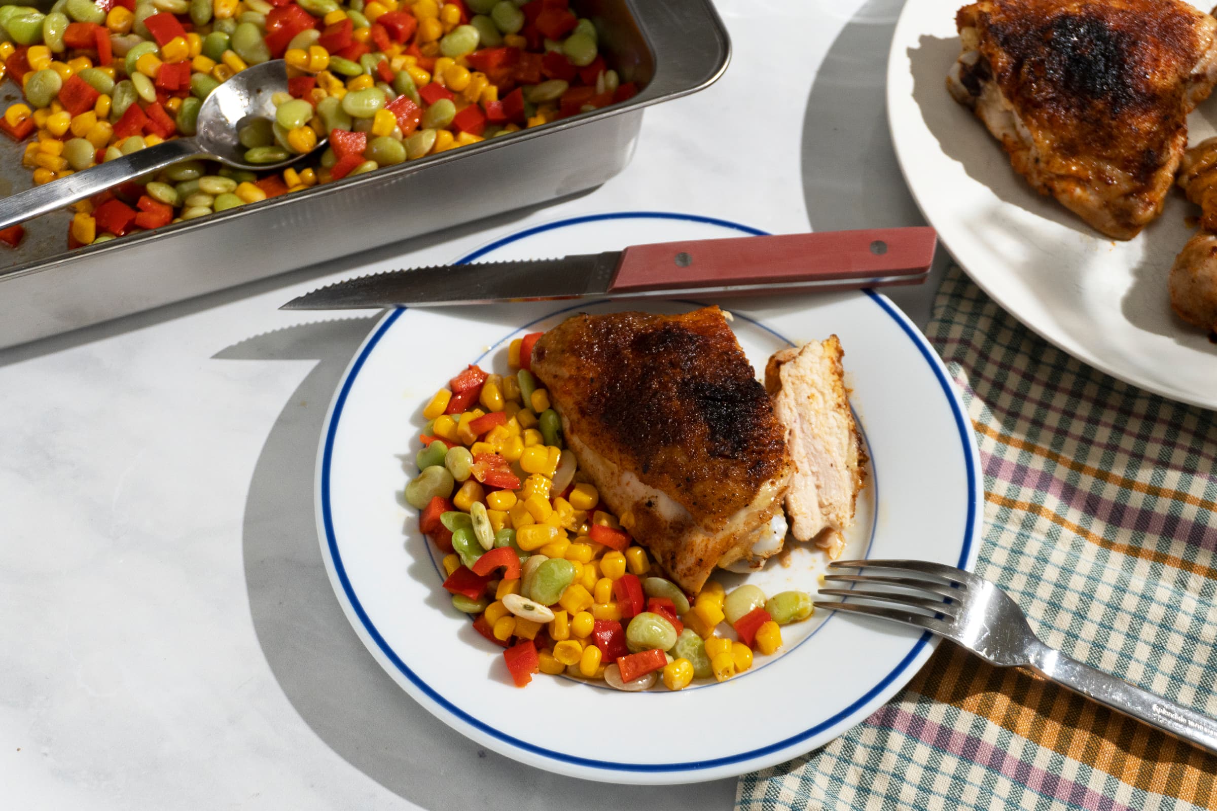 Crispy Chicken Thighs & Simple Succotash