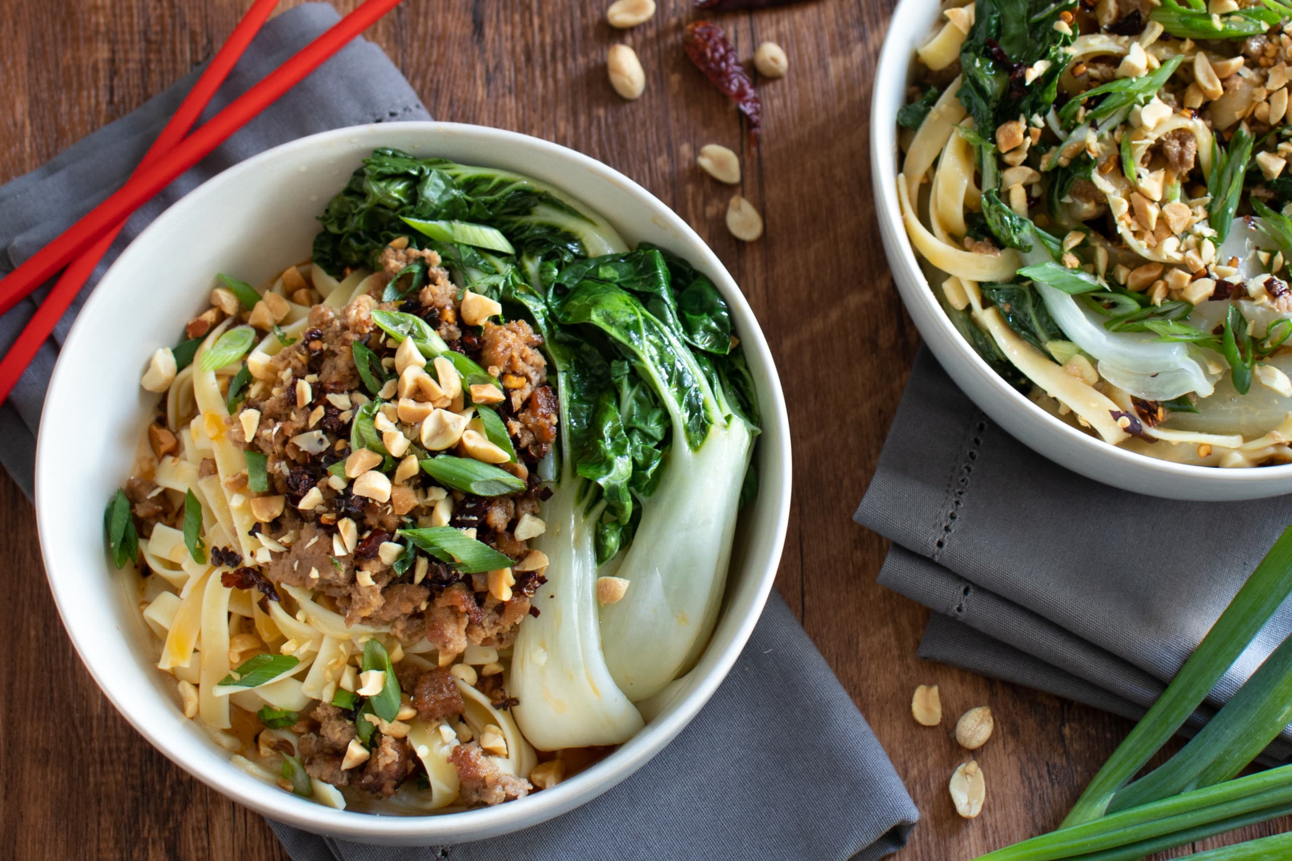 Dan Dan Noodles with Roasted Bok Choy