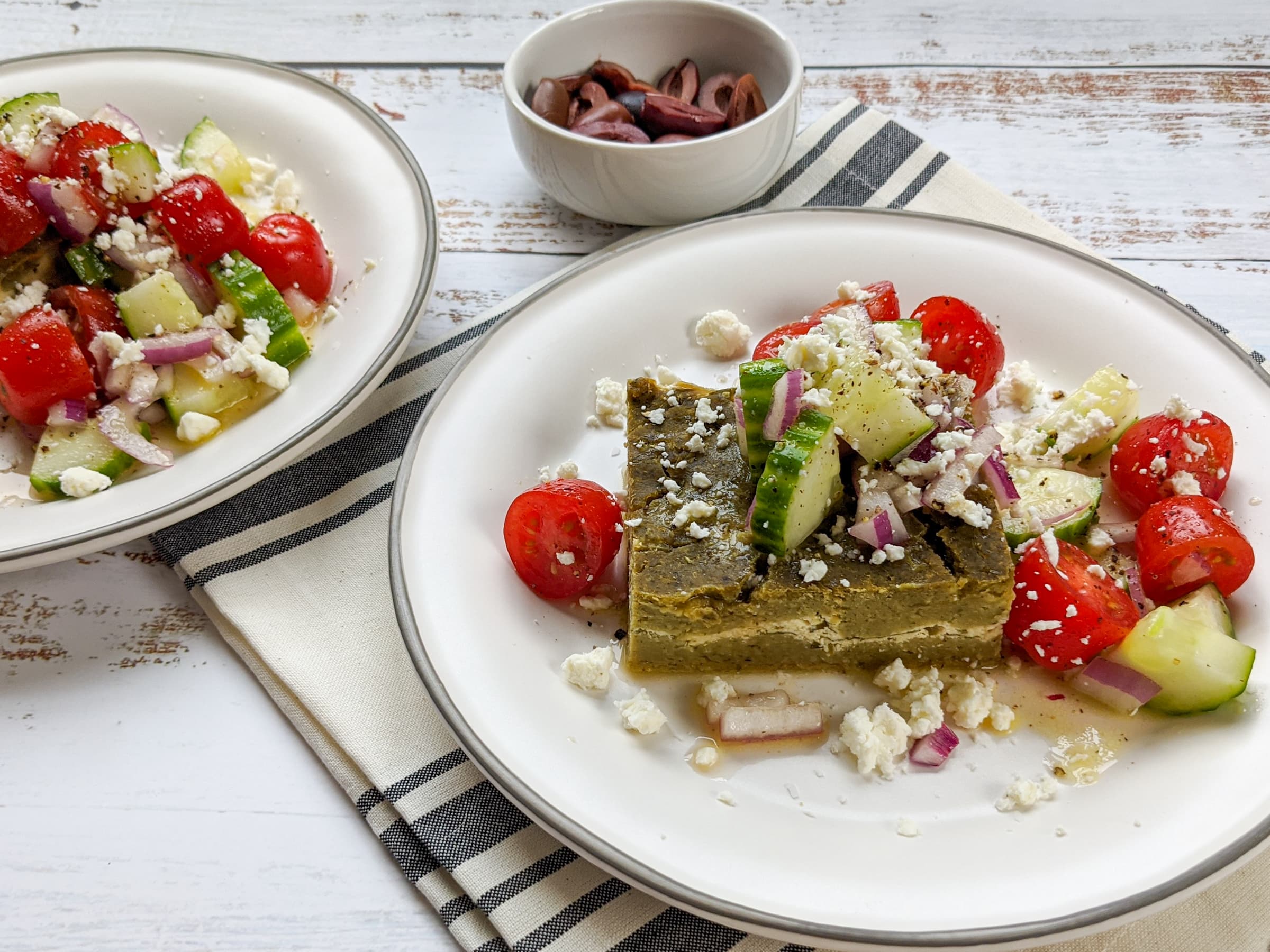 Baked Falafel With Parsley Ricotta And Cucumber Tomato Salad