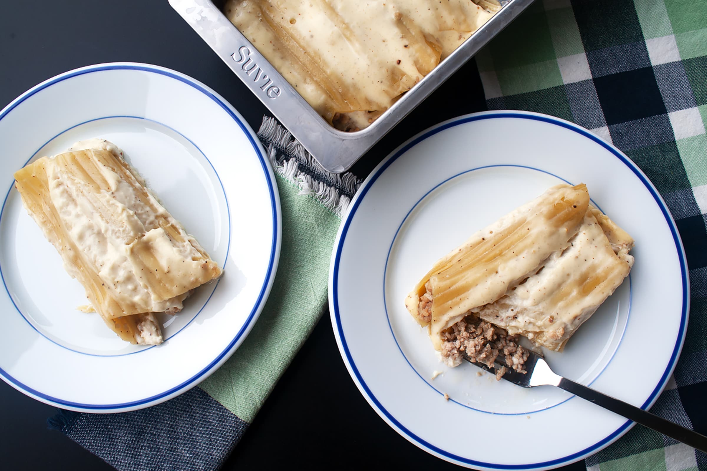 Canelons With Meat And Bechamel Sauce