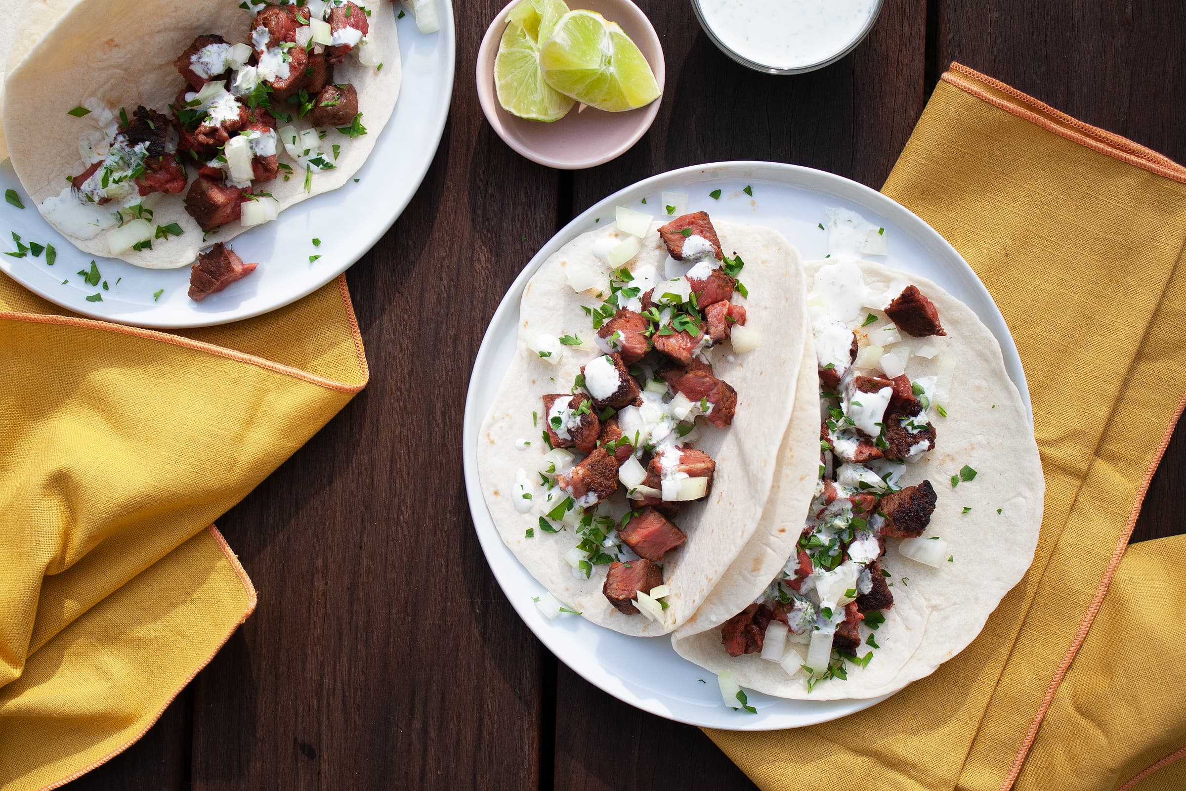 Steak Tacos With Lime Crema