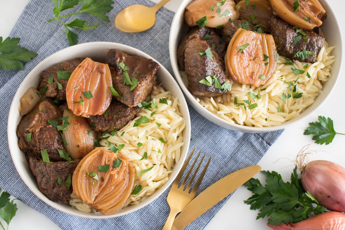 Greek Beef Stifado with Orzo