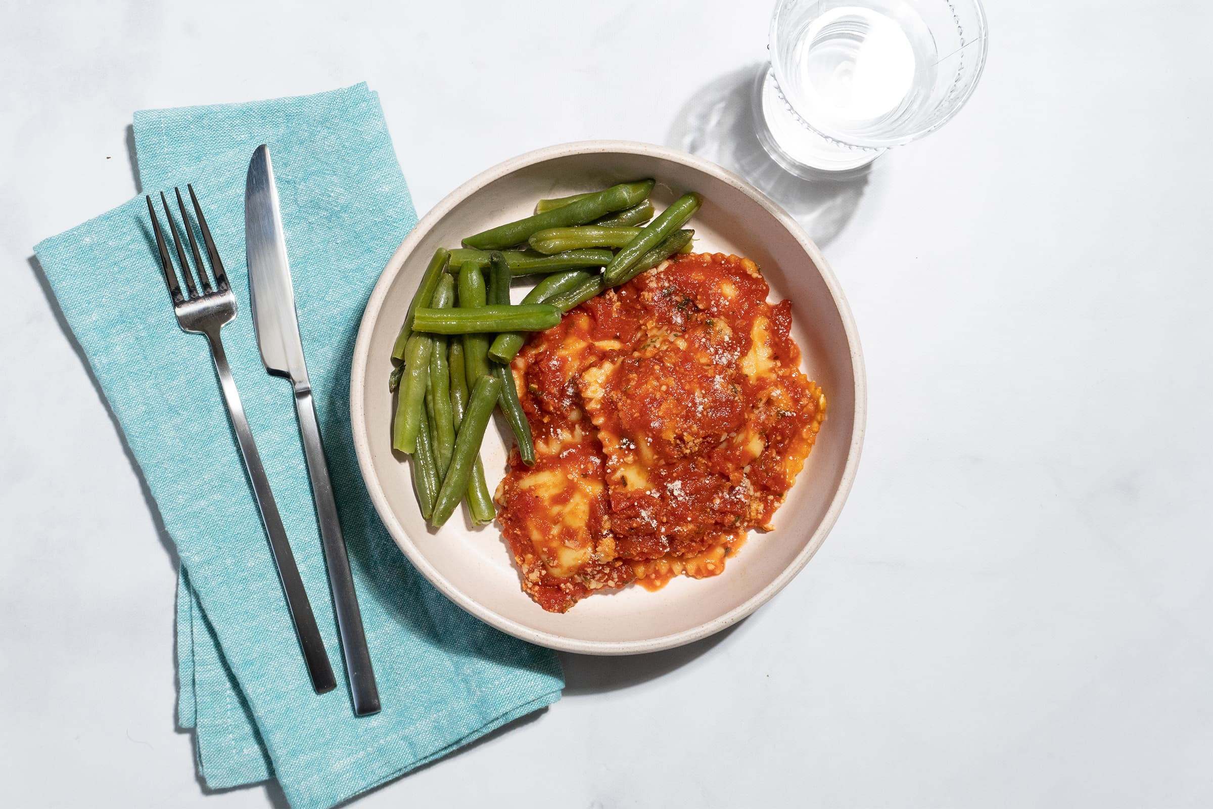 Four Cheese Ravioli with Green Beans