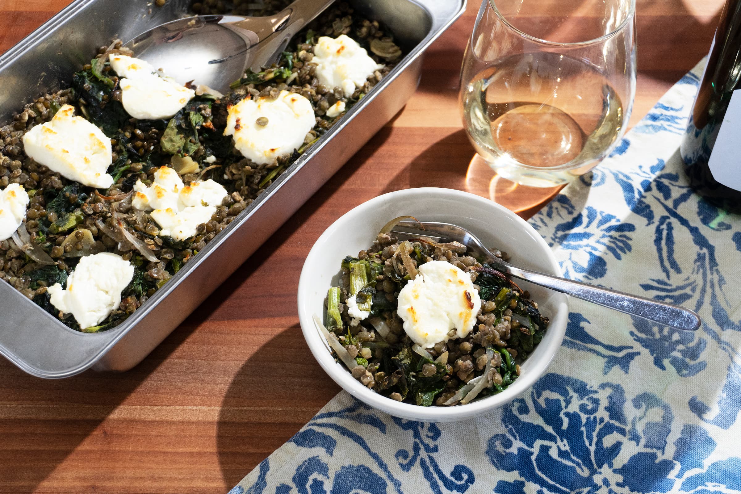 French Lentils with Broiled Goat Cheese