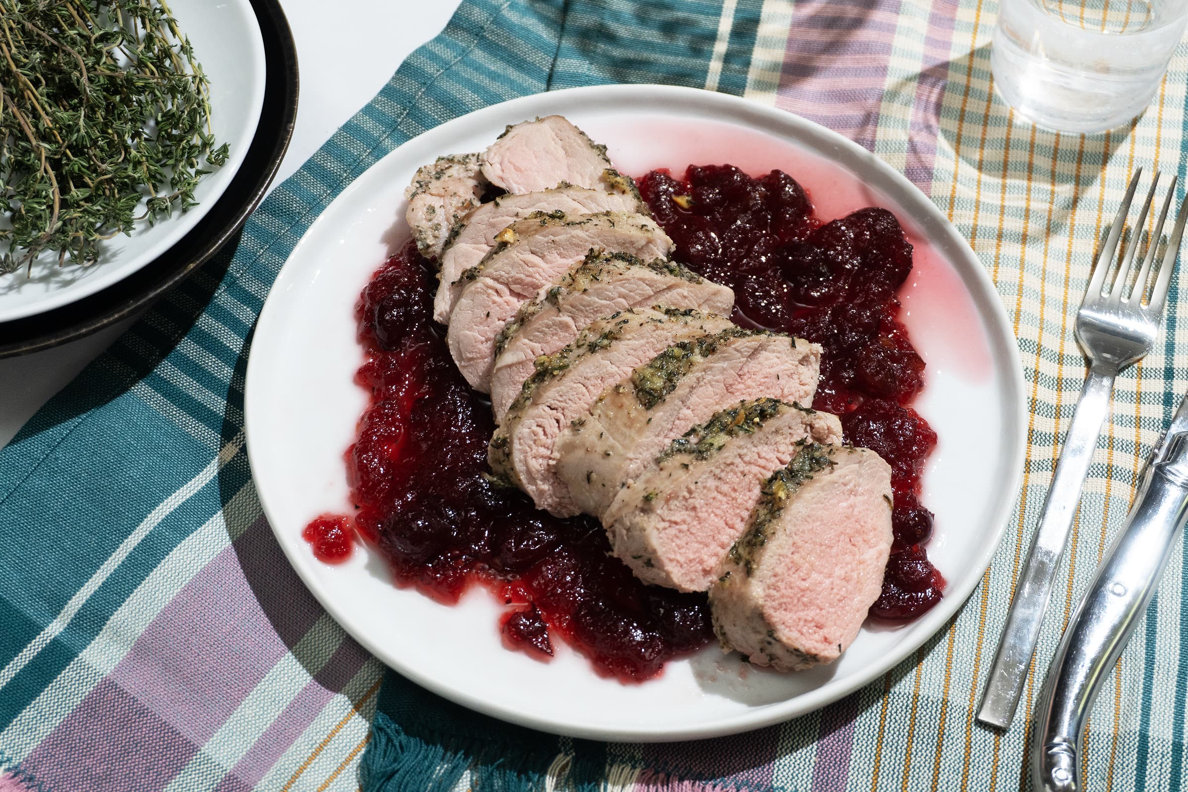 Garlic Herb Pork Tenderloin with Cranberry Sauce