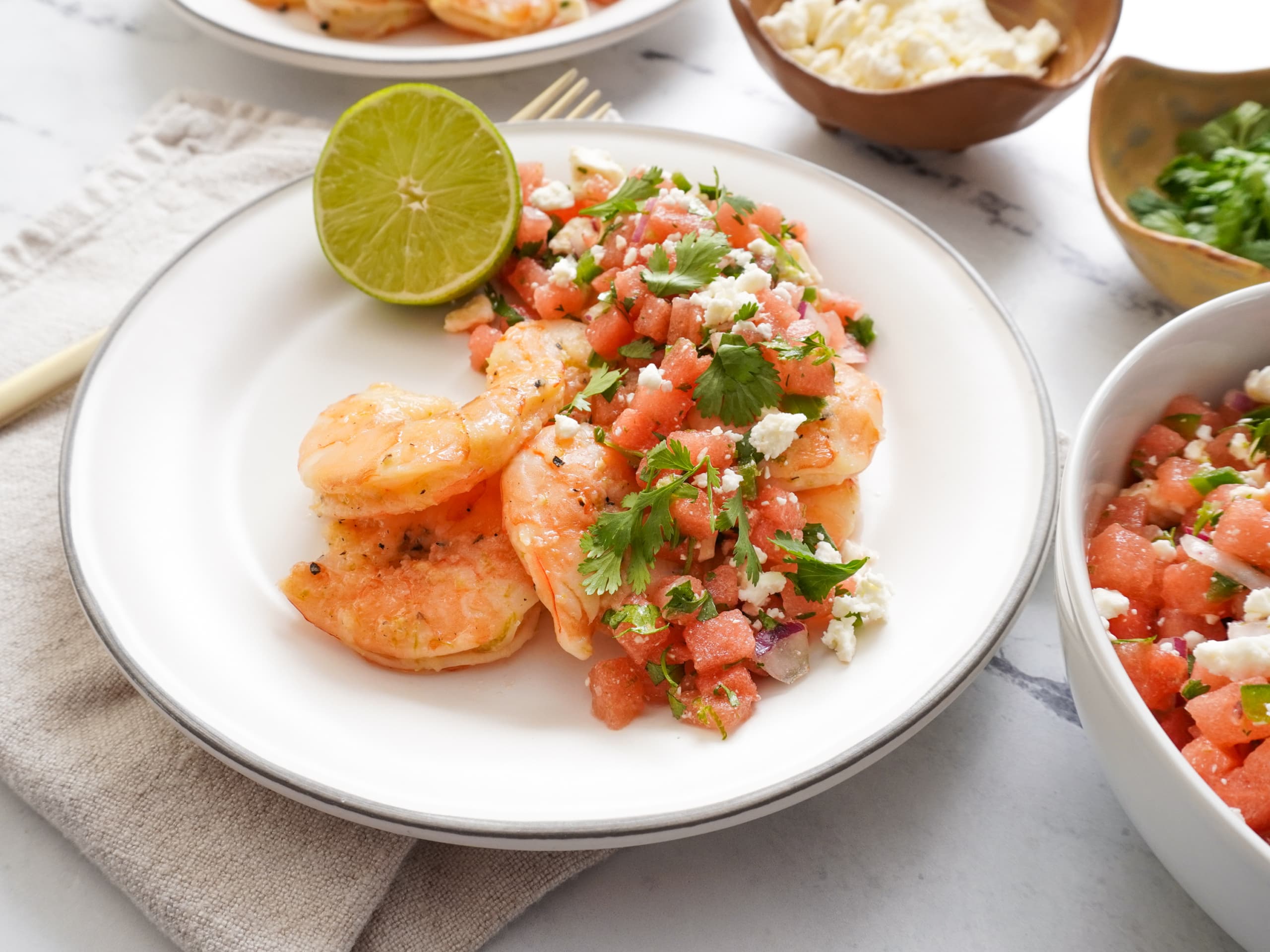 Garlic Lime Shrimp with Watermelon Salsa