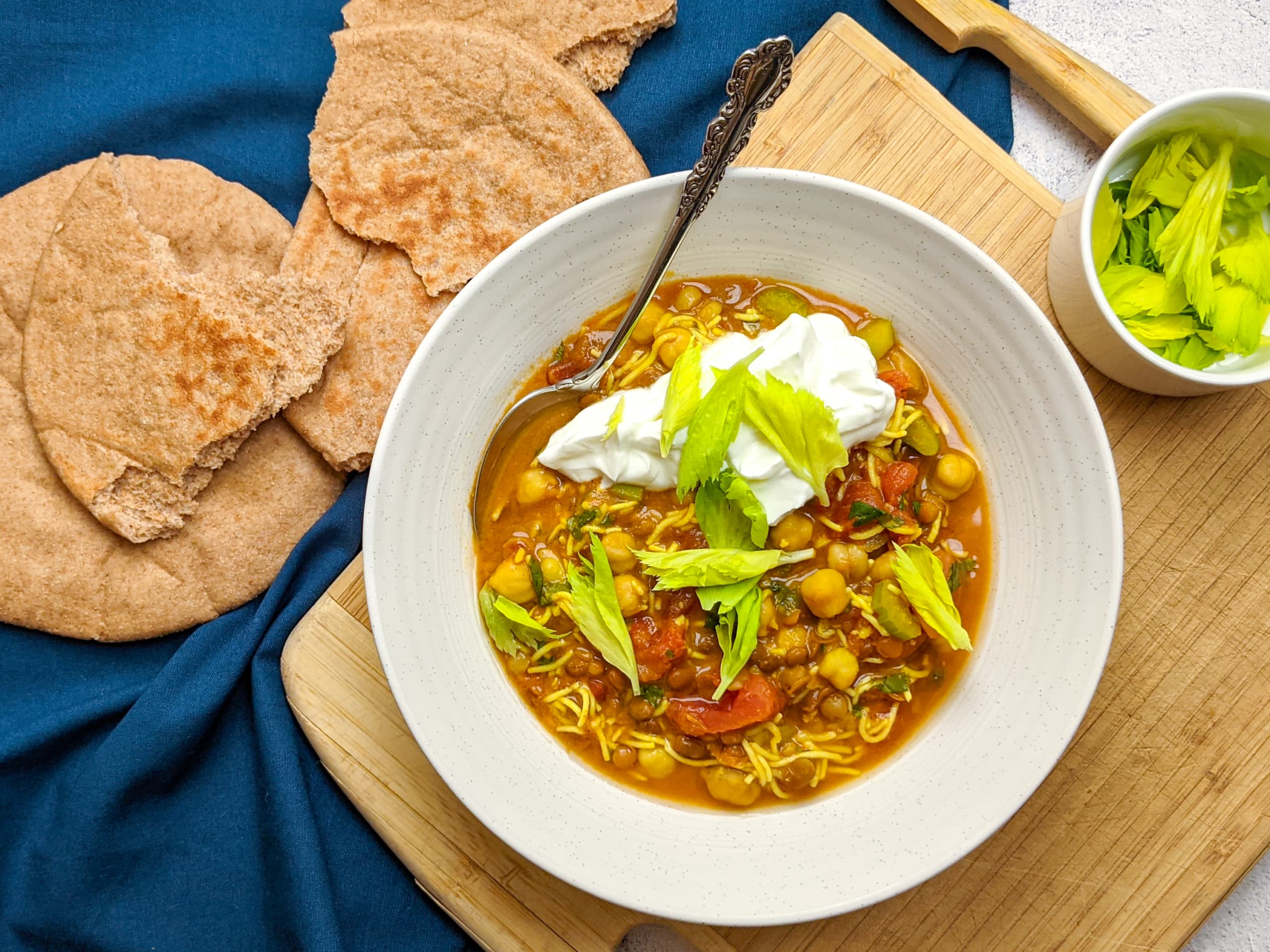 Harira With Greek Yogurt And Celery