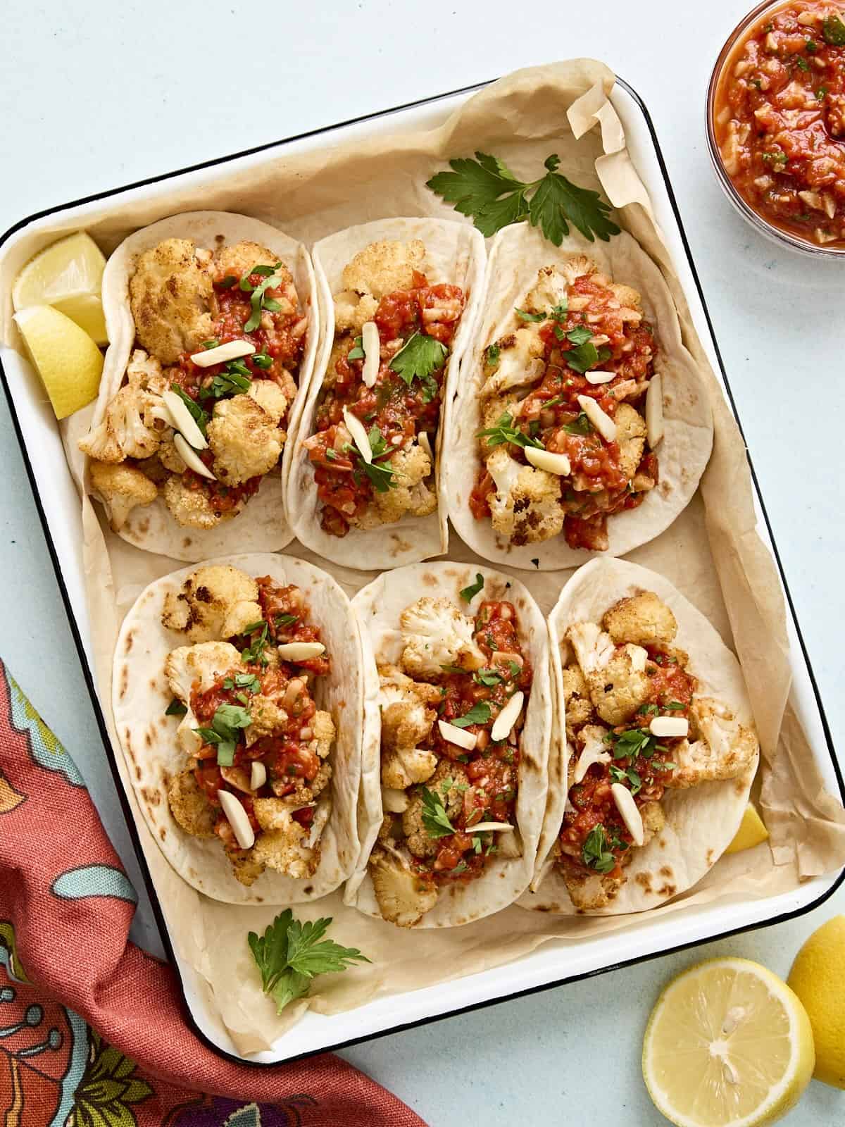 Cauliflower Tacos Recipe (with Romesco Sauce)