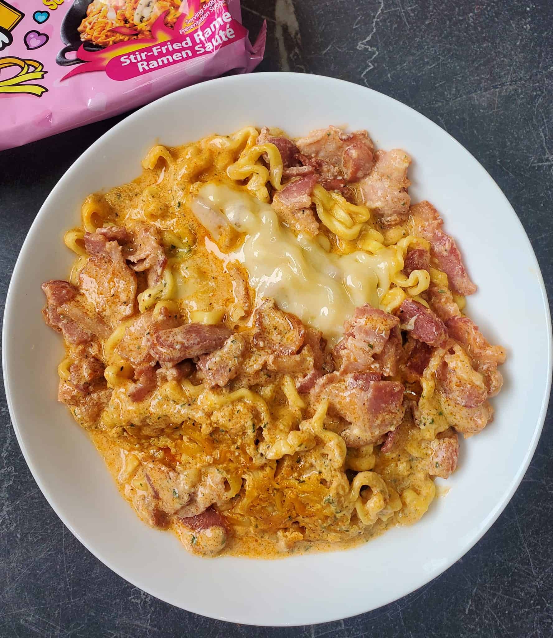Creamy Buldak Ramen Carbonara