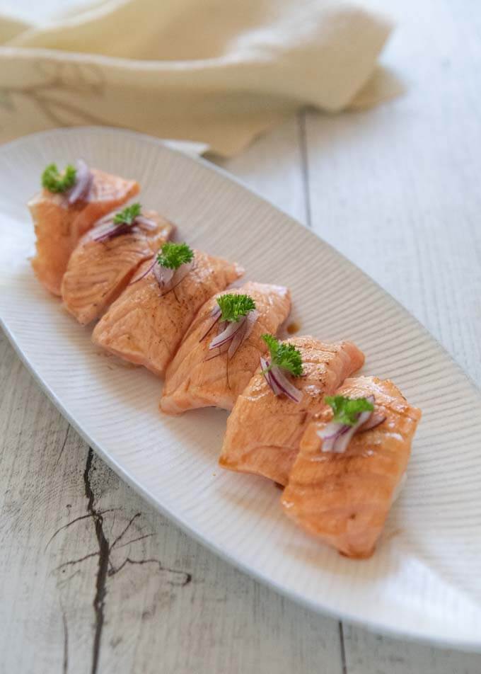 Seared Salmon Nigiri (Aburi Salmon)