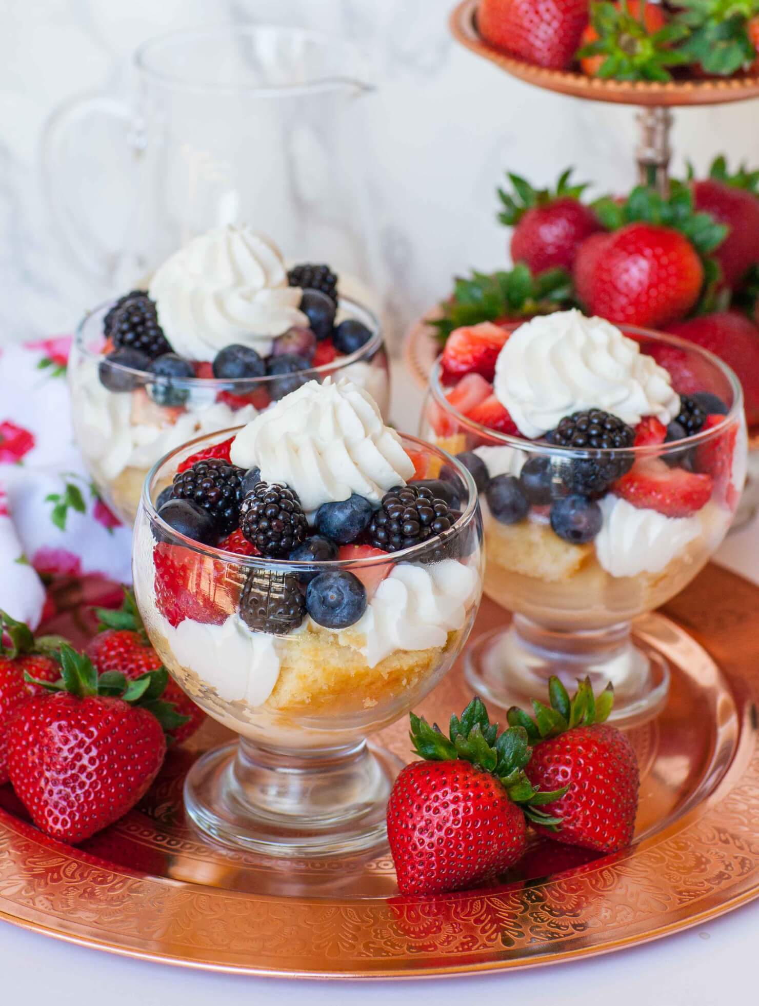 Berries & Cream Tres Leches Cake Parfait Cups