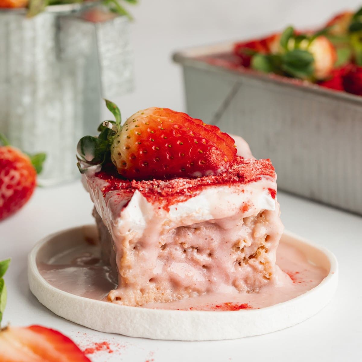 Strawberry Tres Leches (Eggless & Dairy-Free)
