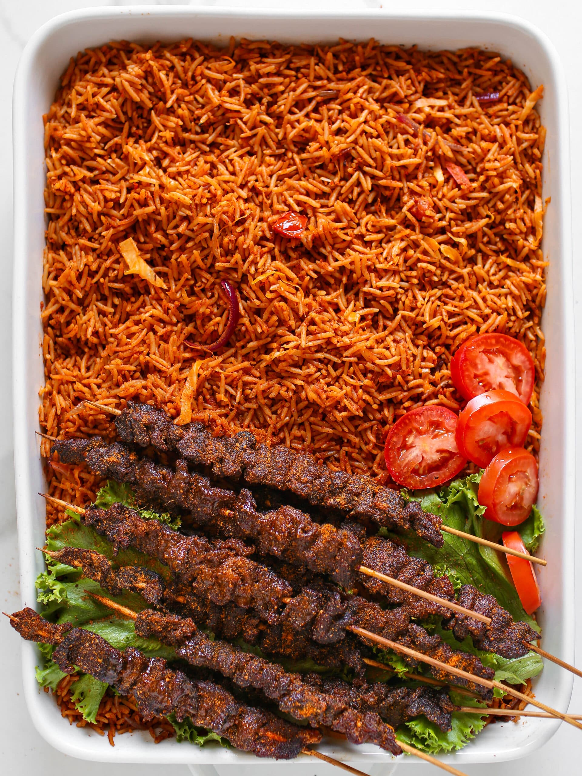 Suya Jollof Rice with Beef Suya