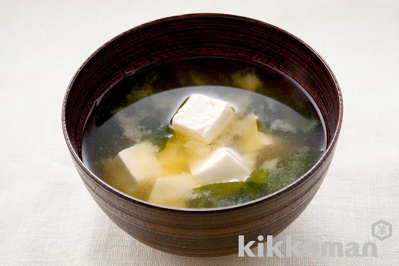 Miso Soup with Tofu and Wakame Seaweed