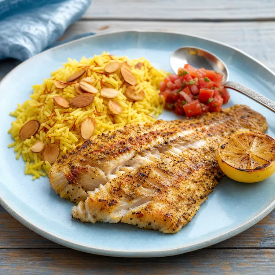 Omani Mashuai Fish with Saffron Rice