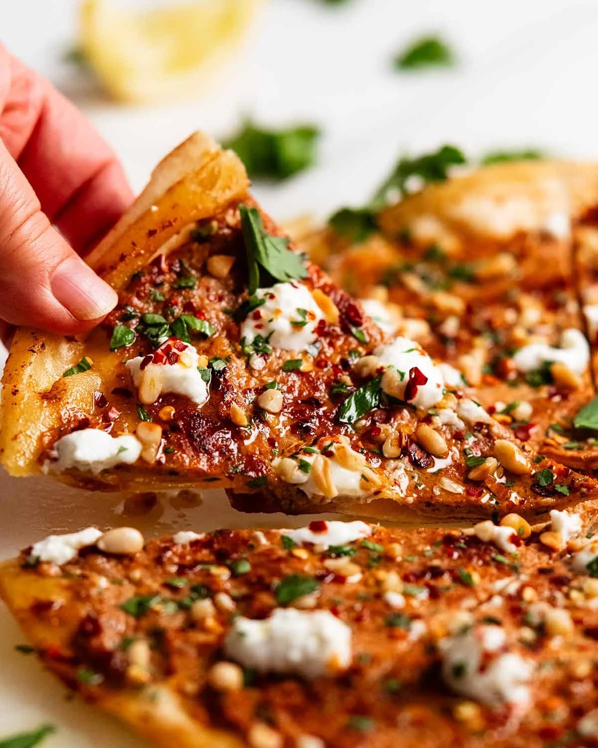 Lebanese Pizza with Chicken Mince