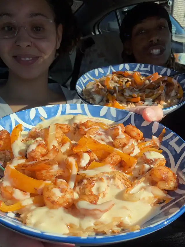 Arroz con Pollo with White Queso Sauce