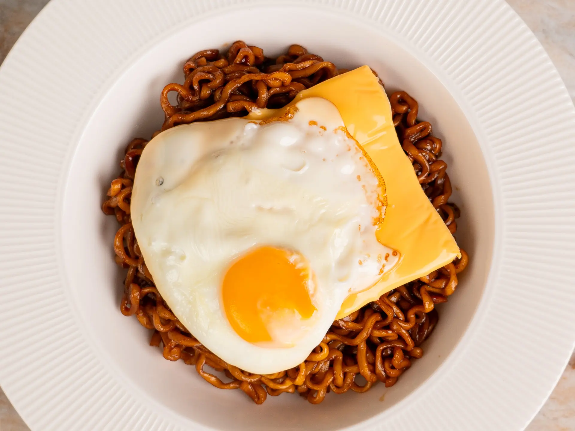 Chagyechi: Korean Chapagetti with Egg and Cheese