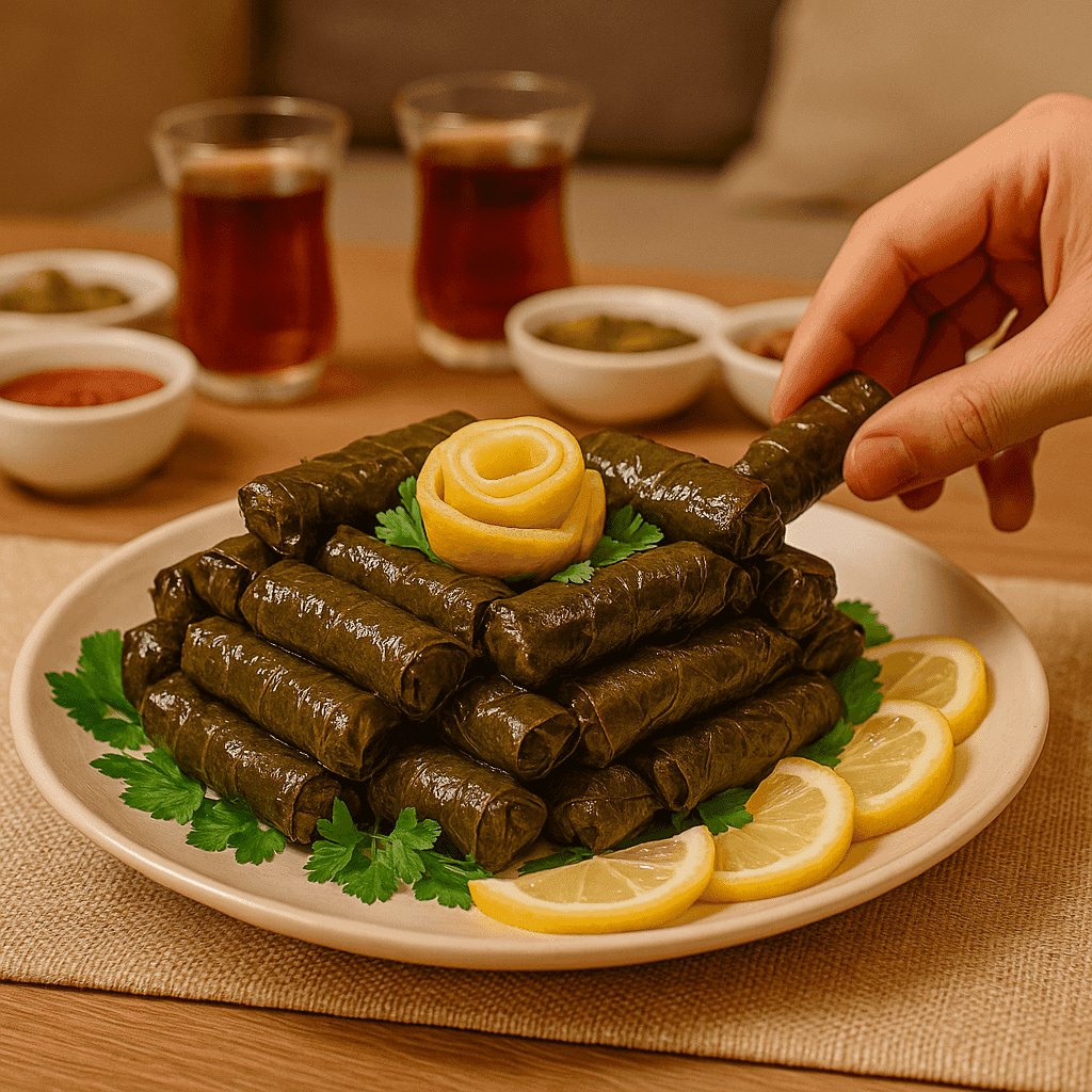 Syrian Yalanji (Stuffed Grape Leaves)