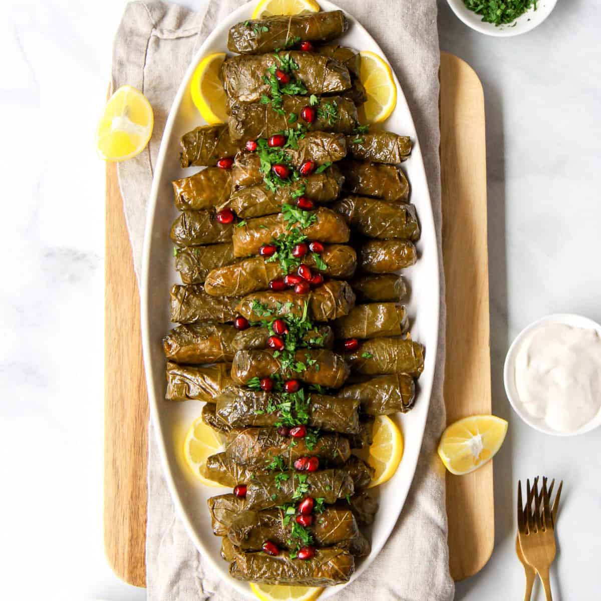 Syrian Yalanji Dolma (Vegan Stuffed Grape Leaves)