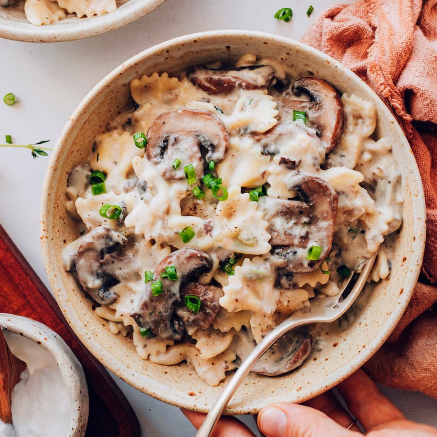 Creamy Vegan Mushroom Stroganoff (GF Optional)