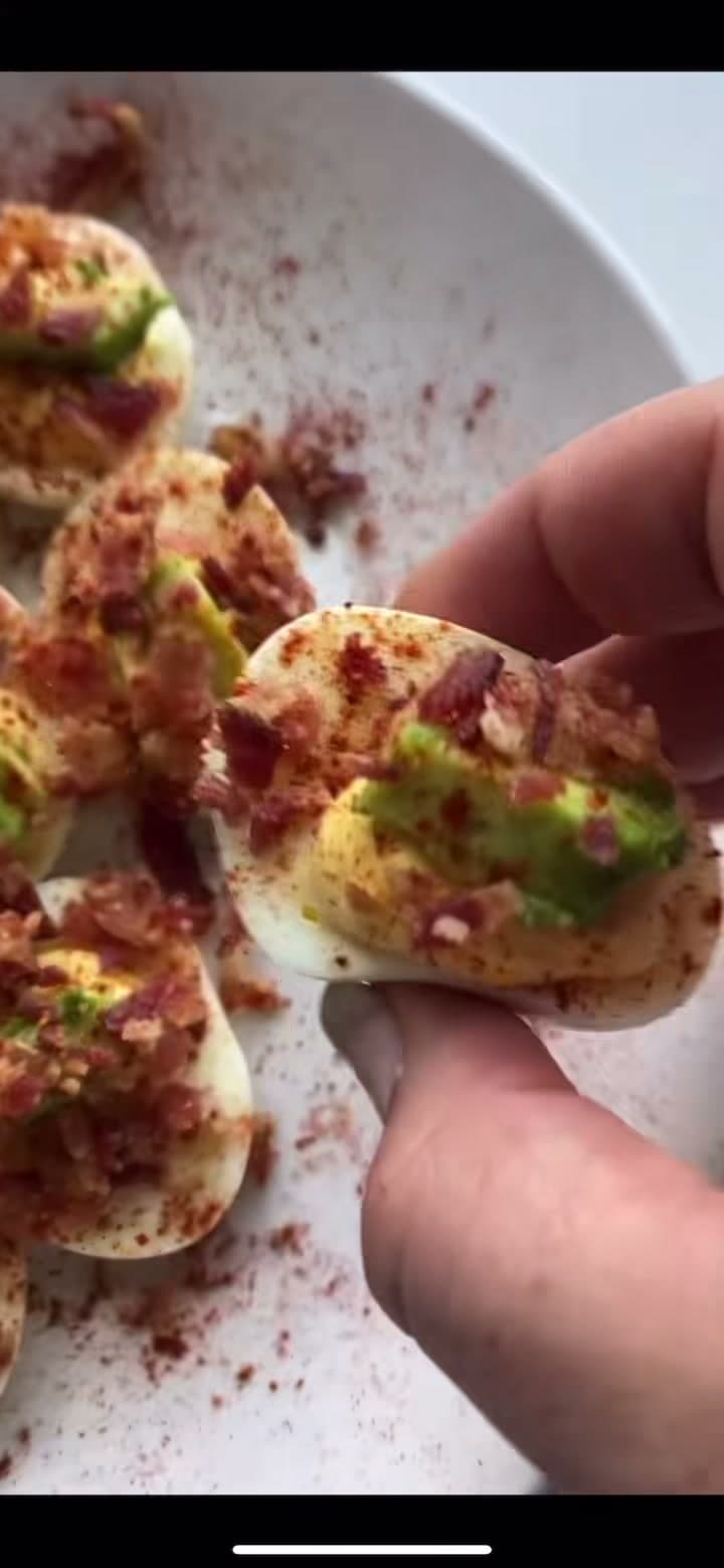 Avocado Bacon Deviled Eggs