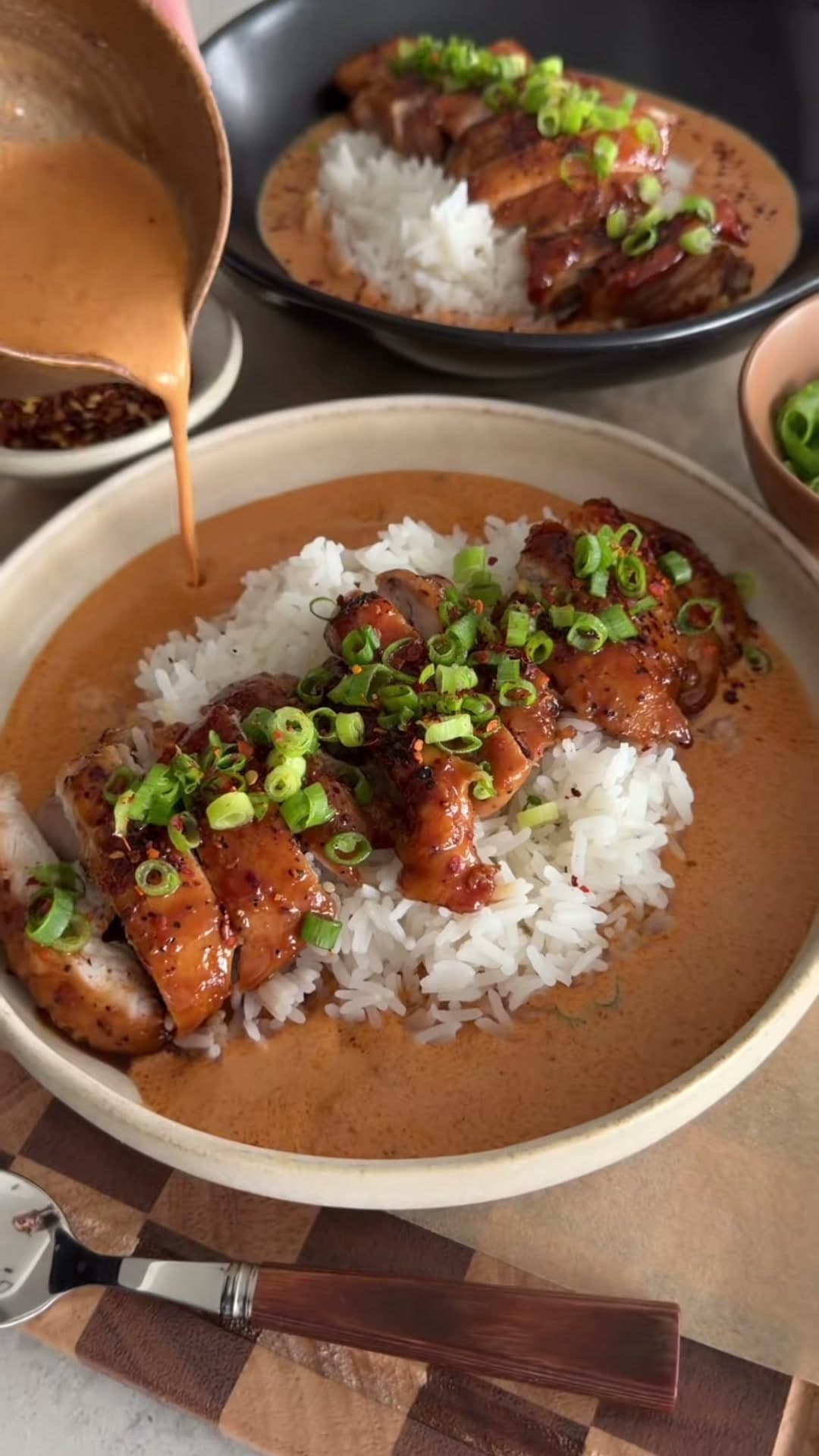 Spicy Creamy Chicken with Glazed Thighs