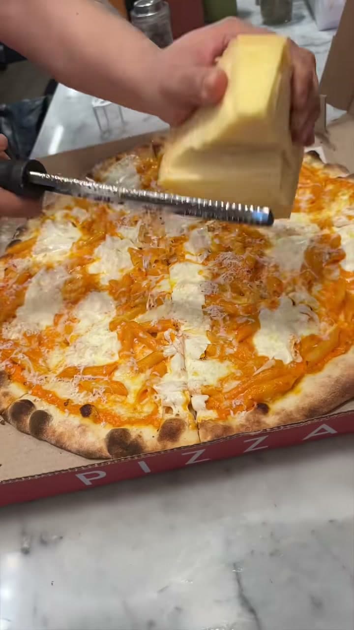 Penne alla Vodka Pizza with Burrata